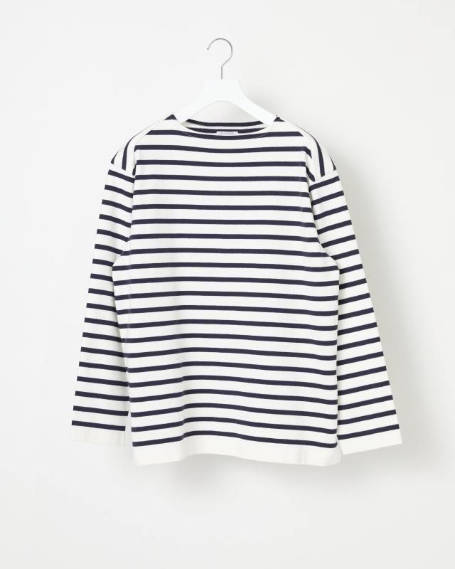 WAVE COTTON BASQUE KNIT PULLOVER BOAT NECK