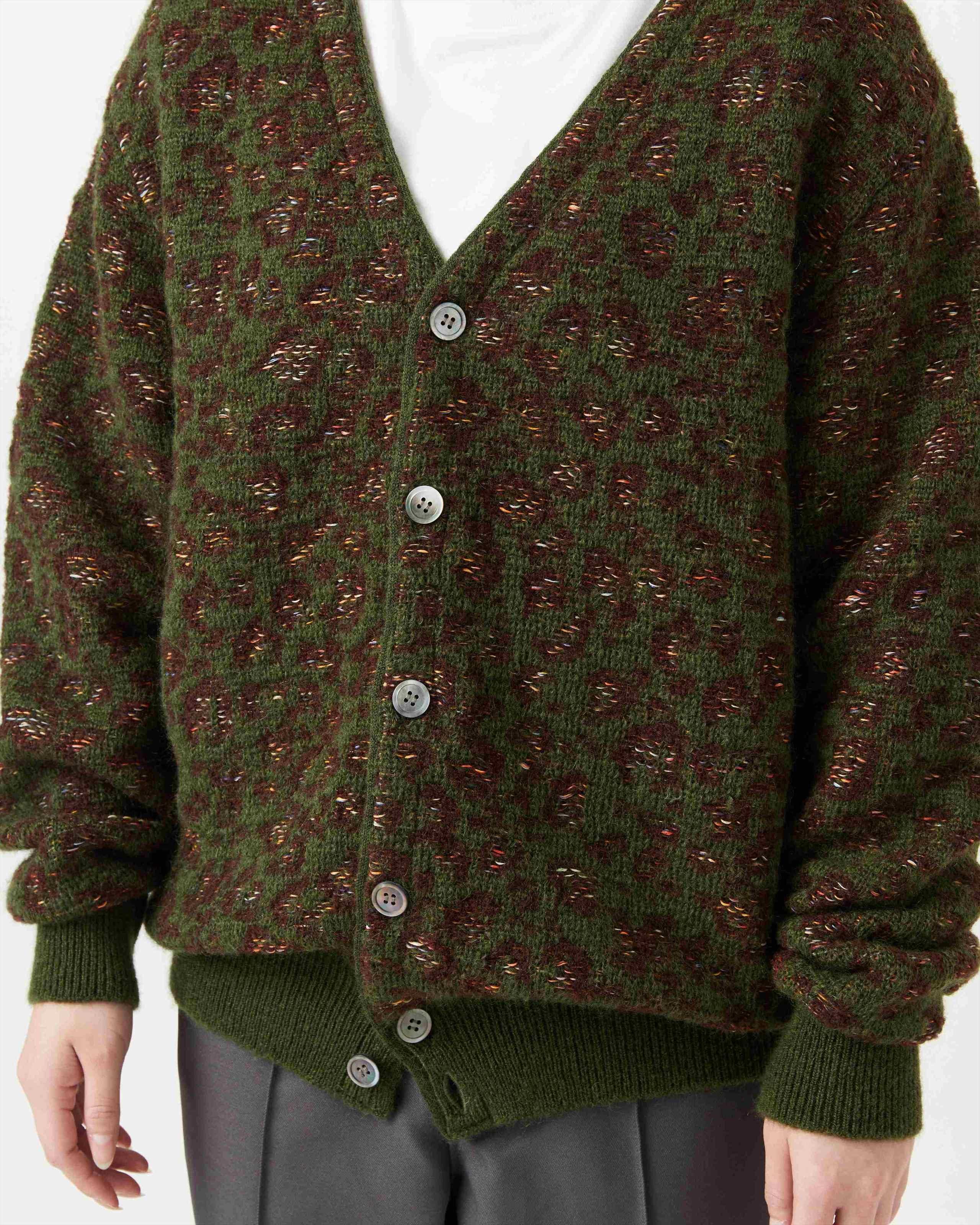 MOHAIR LEOPARD JACQUARD CARDIGAN - Yonetomi STORE ONLINE