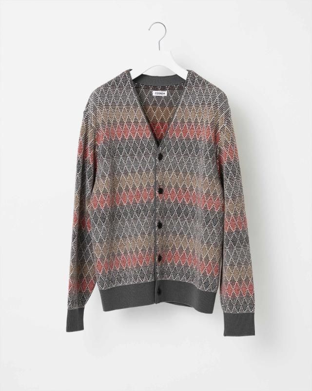 ARGYLE JACQUARD KNIT CARDIGAN
