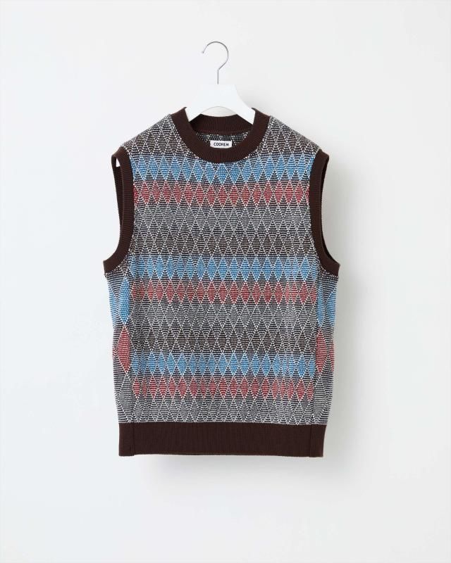 ARGYLE JACQUARD KNIT VEST