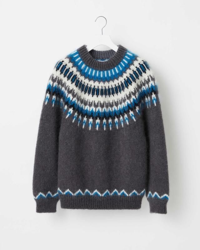 MOHAIR WOOL NORDIC KNIT PULLOVER