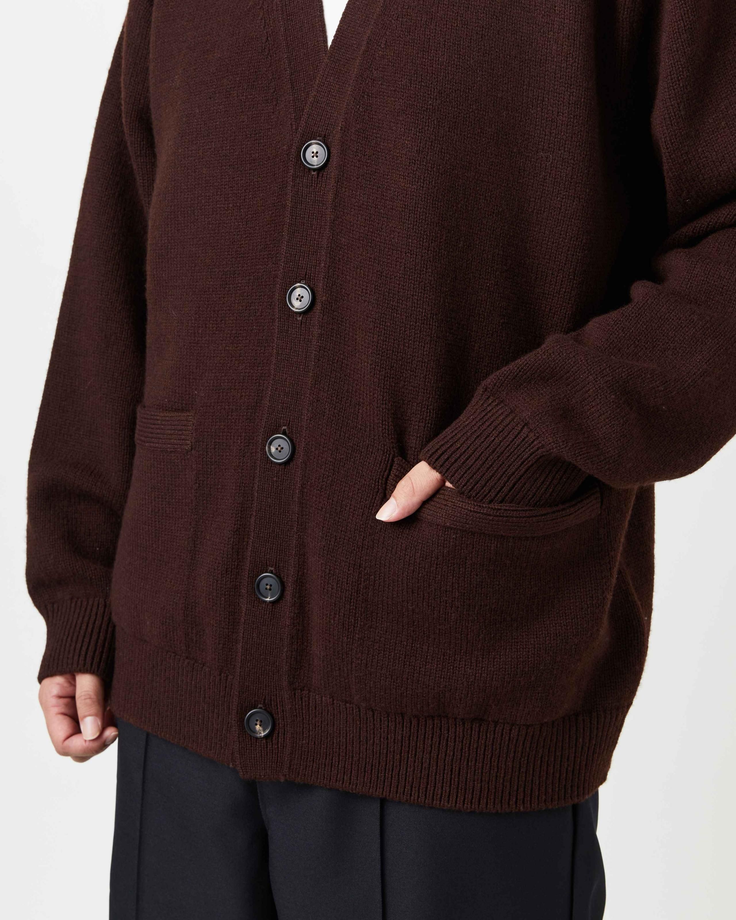 THISISASWEATER ヨネトミ　カーディガン　サイズ3 ダークブラウン A1 : A SWEATER IS ORDINARY. Cardigan - BLACK - Yonetomi STORE