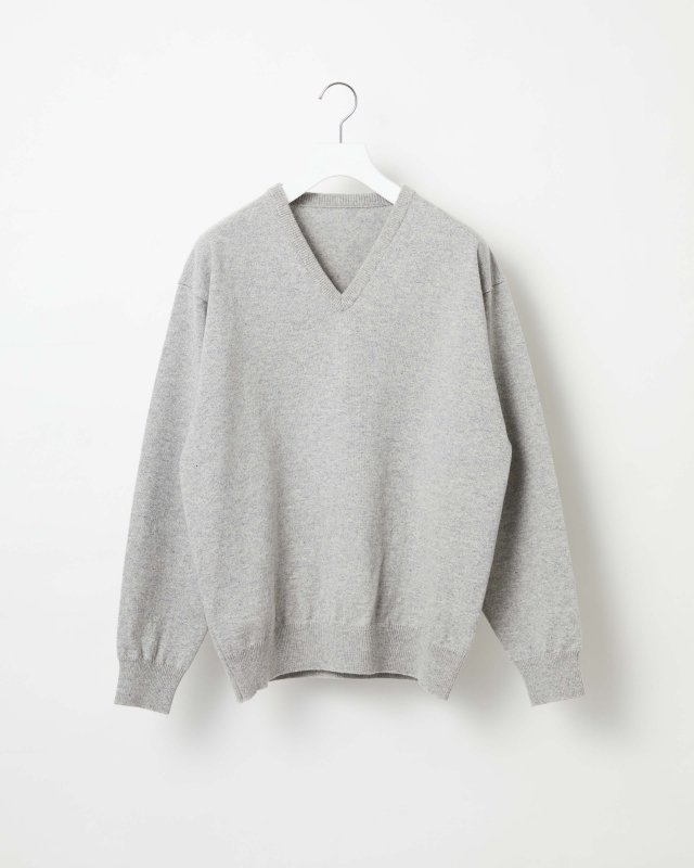 RIGID CASHMERE SWEATER V Neck Pullover - Top Gray