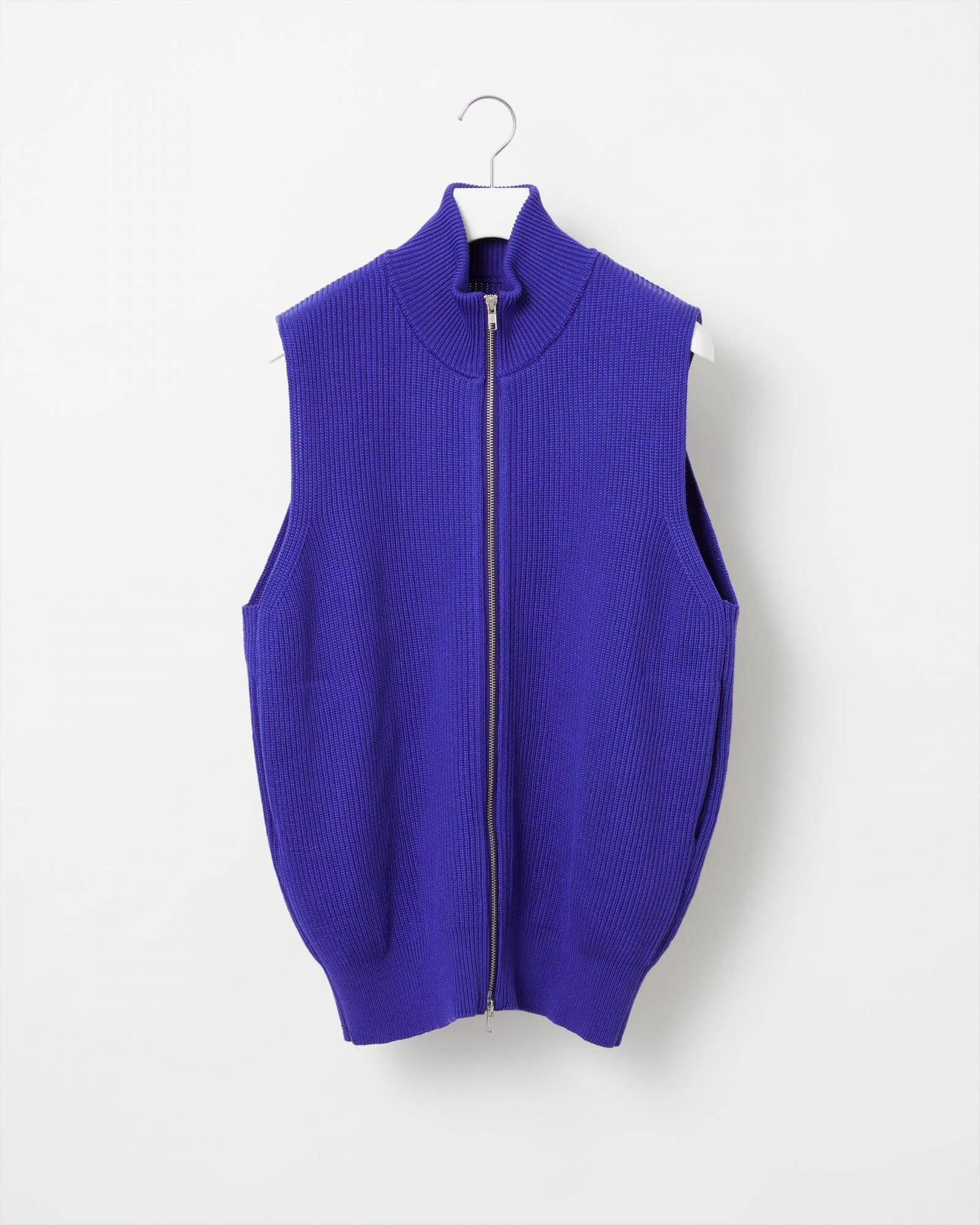 MERCERIZED COTTON RIB KNIT VEST - Yonetomi STORE ONLINE