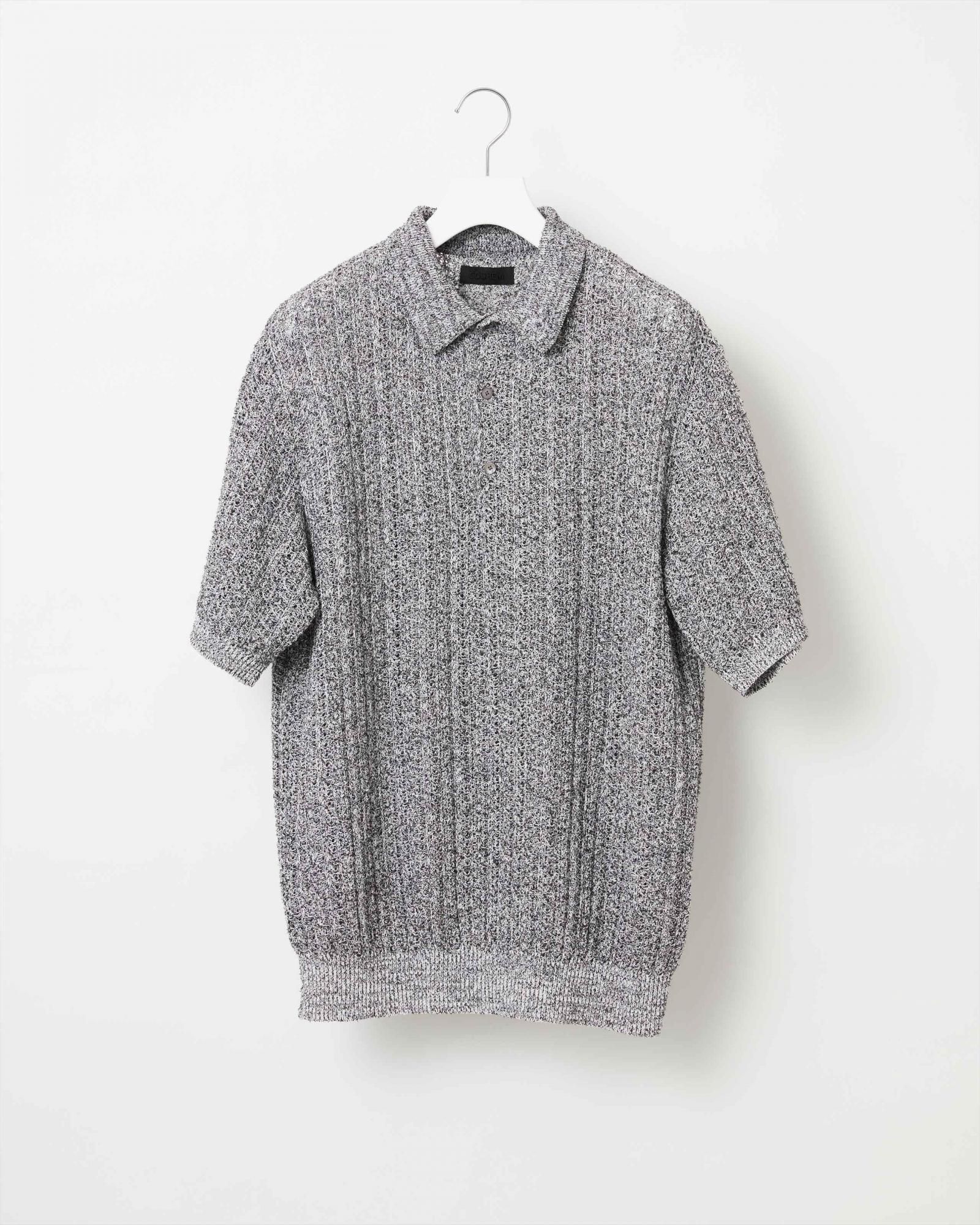 SHADOW STRIPE KNIT POLO - Yonetomi STORE ONLINE｜ヨネトミ
