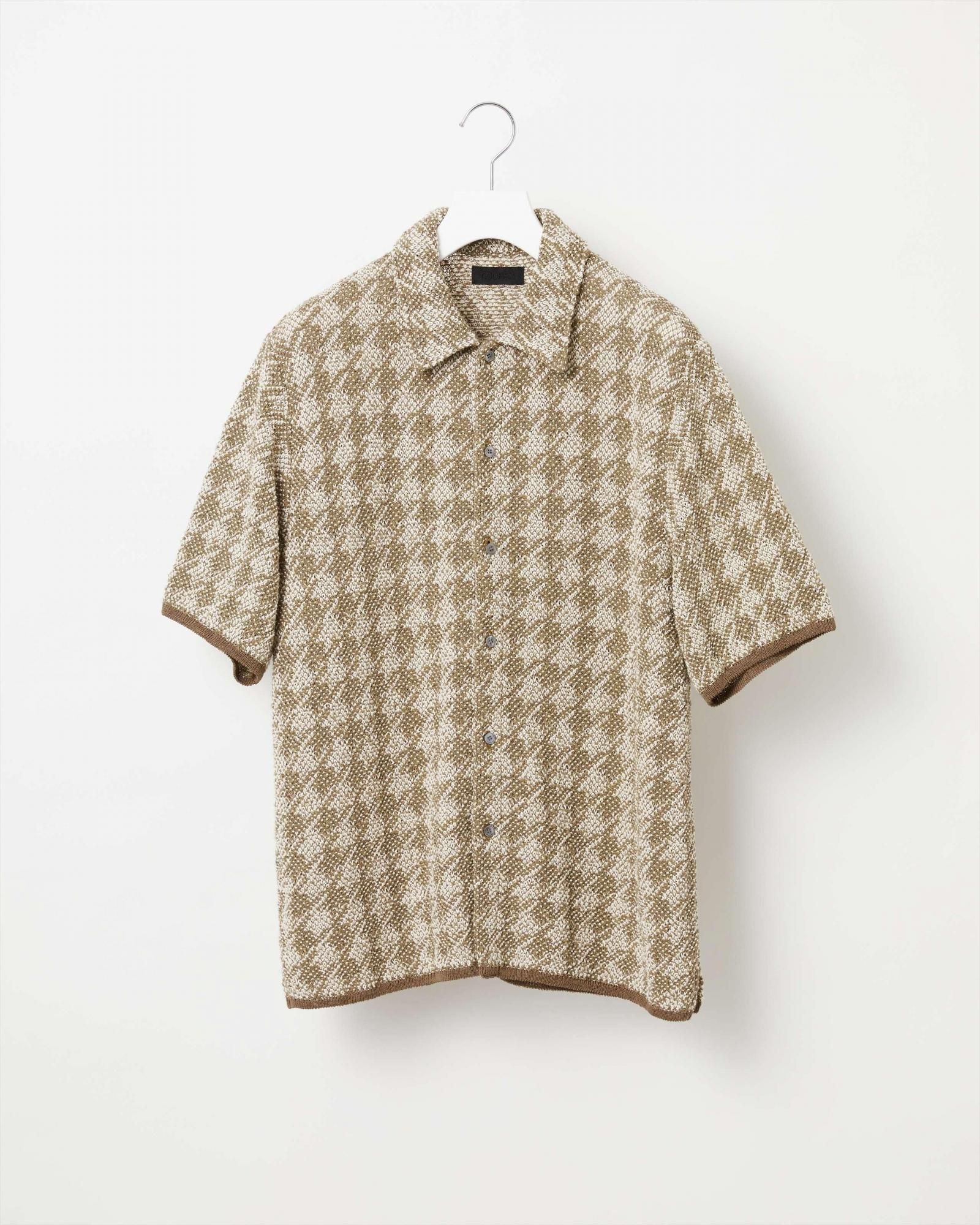 HOUNDSTOOTH KNIT SHIRT - Yonetomi STORE ONLINE|ヨネトミ HOUNDSTOOTH KNIT SHIRT - Yonetomi STORE ONLINE|ヨネトミ