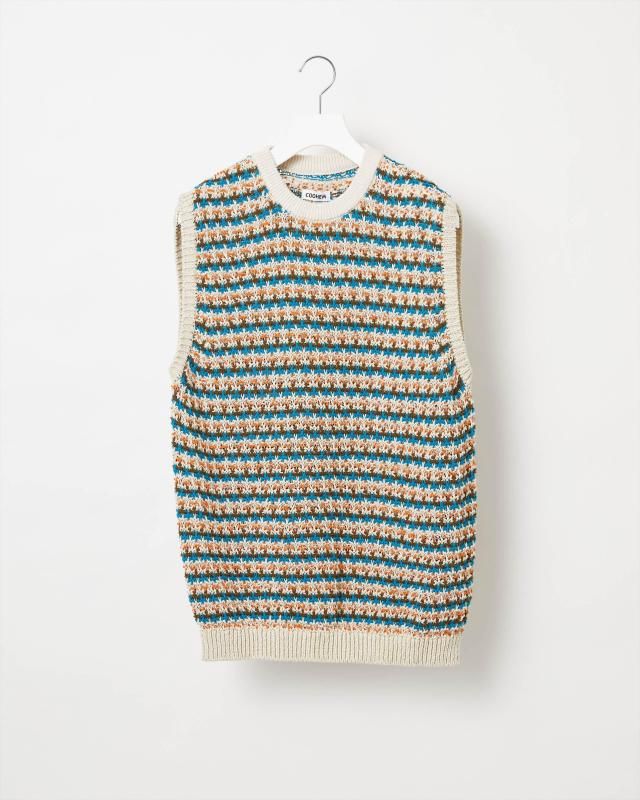 SUKASHI  BORDER KNIT VEST