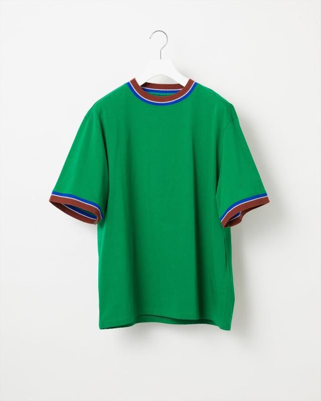 KNIT DETAIL RINGER T-SHIRT