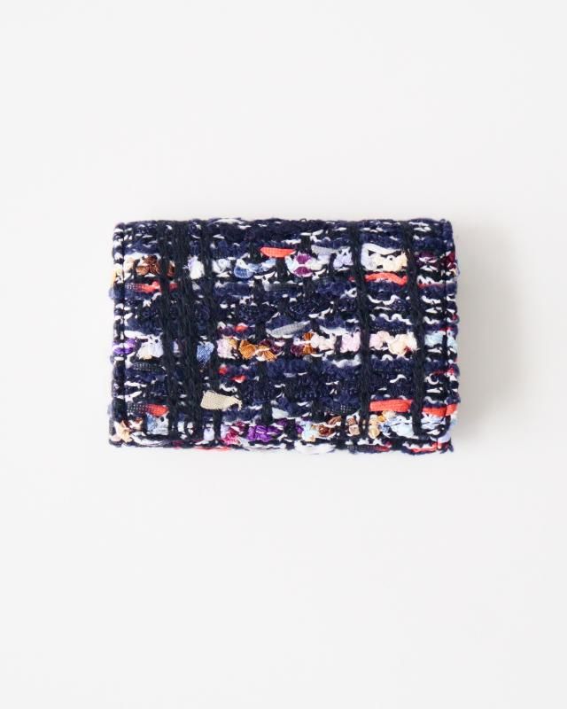 KNIT TWEED CARD CASE - BLAZER TWEED -NAVYMULTI