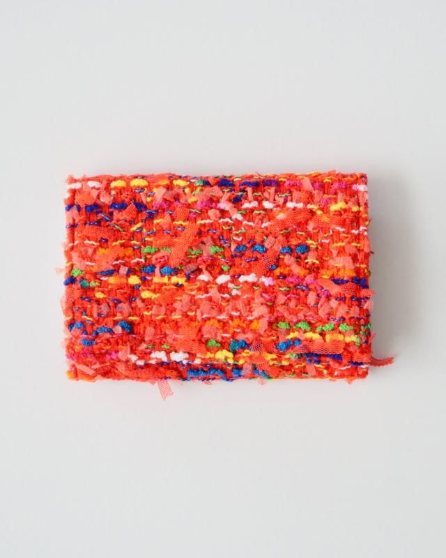 KNIT TWEED CARD CASE - COOHEM TWEED -RED MULTI