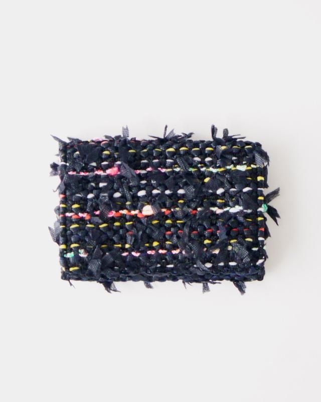 KNIT TWEED CARD CASE - BLACK MULTI TWEED -MULTI