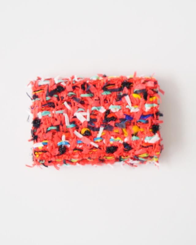 KNIT TWEED CARD CASE - ANNIVERSARY TWEED -RED