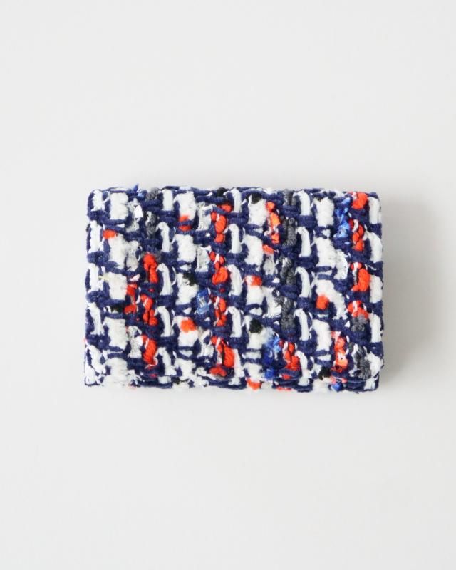 KNIT TWEED CARD CASE - MOLE TWEED -NAVYWHITE