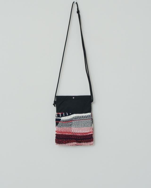 KNIT TWEED SACOCHE -CHUNKY 3D KNIT-WHITEBLACK