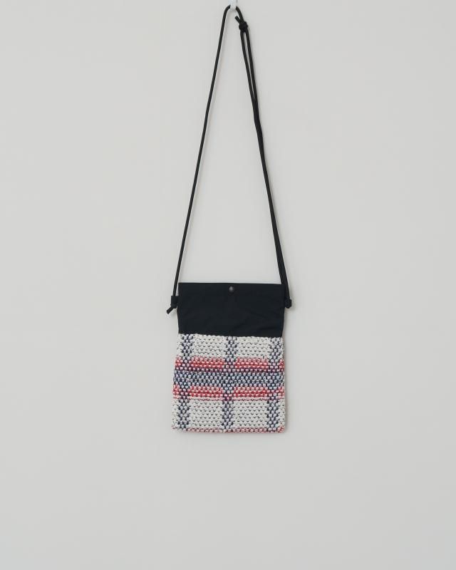 KNIT TWEED SACOCHE -MADRAS LINEN TWEED-WHITERED