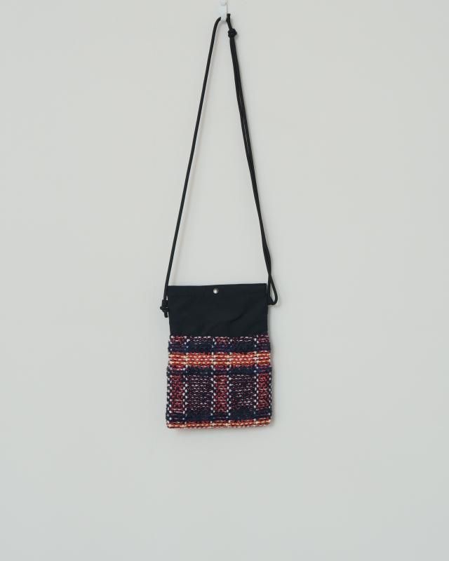KNIT TWEED SACOCHE -TARTAN CHECK TWEED-NAVYRED