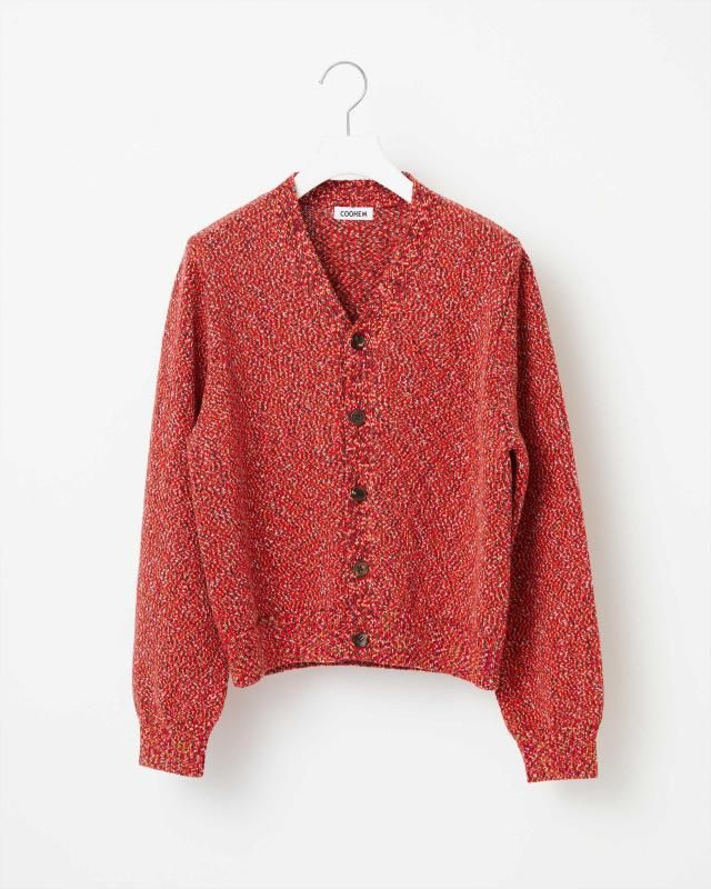 FLECKED COTTON KNIT CARDIGAN