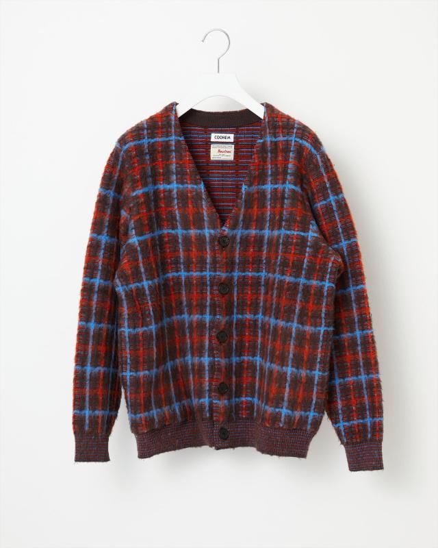SHAGGY CHECK TWEED CARDIGAN