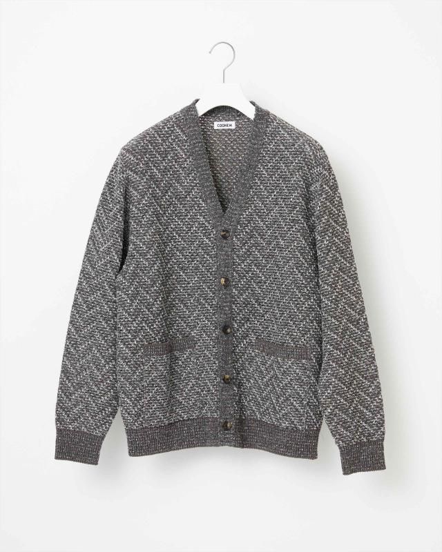 HERRINGBONE TWEEDY KNIT CARDIGAN