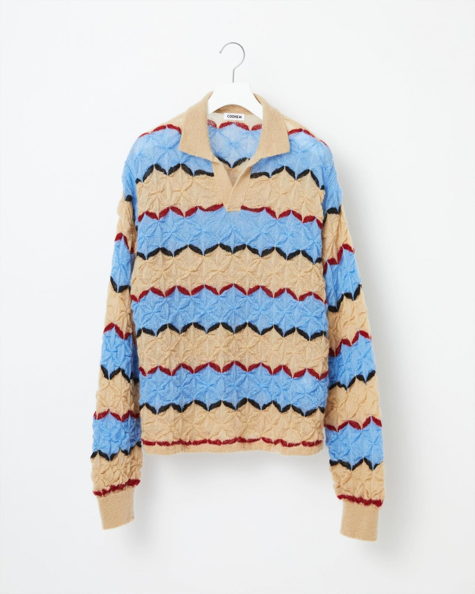 MOHAIR WOOL TUCK BORDER KNIT PULLOVER - Yonetomi STORE ONLINE