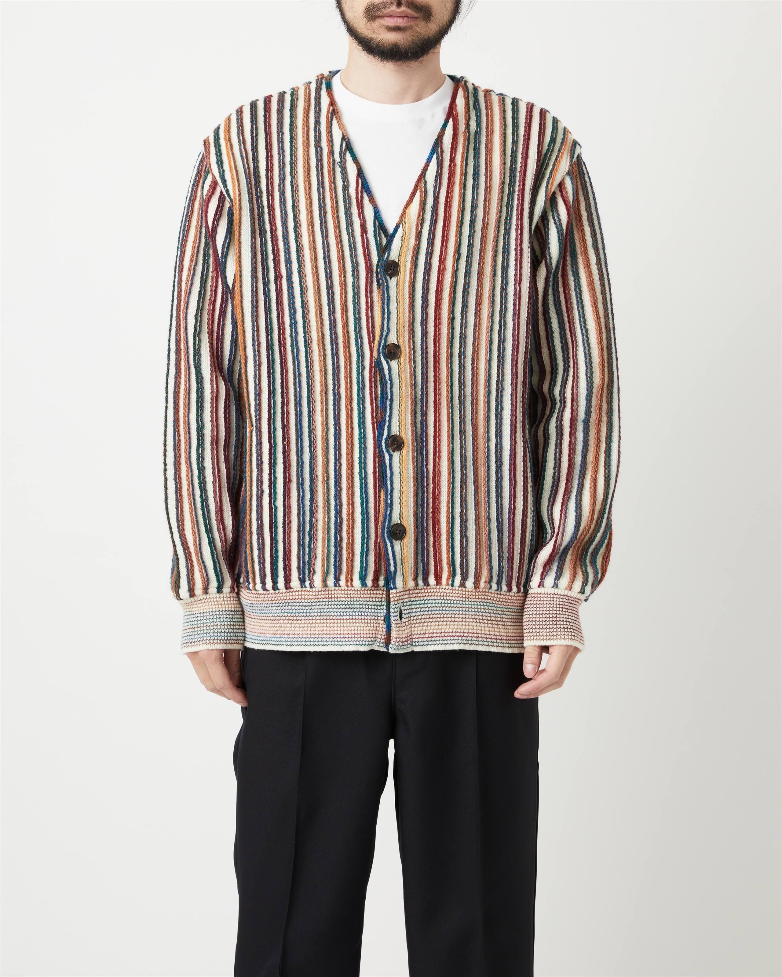 KASURI STRIPE KNIT CARDIGAN - Yonetomi STORE ONLINE｜ヨネトミ