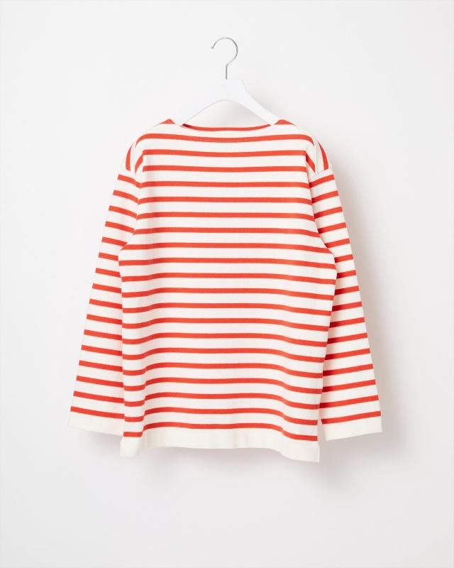 WAVE COTTON BASQUE KNIT PULLOVER��Boat Neck