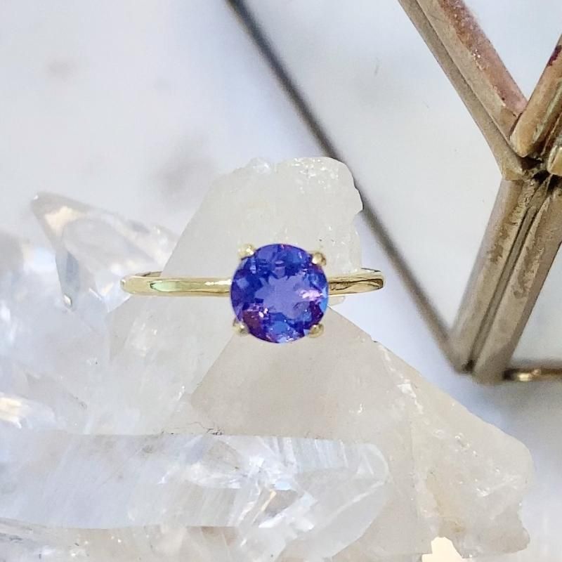 Jewel Dropカラーチェンジフローライトリング(6mm) - 天然石