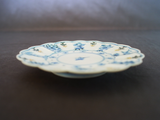 薩摩焼 山本銘 色絵花文注器 U4713（色絵樹花文 銘々皿 - 山本長