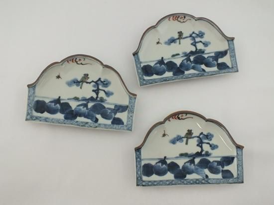 色絵鷹ニ茄子ノ図富士山型取皿 - 山本長左の器 色絵鷹ニ茄子ノ図富士山型取皿 - 山本長左の器
