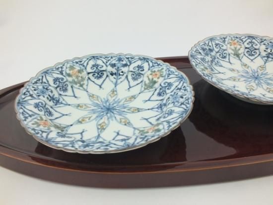 色絵果実更紗文 平向付 - 山本長左の器