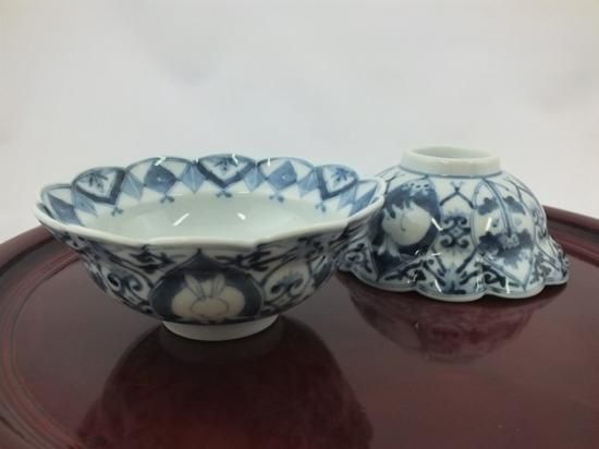 山本長左作 九谷焼 青花うさぎ文 小鉢揃 5客セット 平向付 青華吉祥更紗兎文 / 山本長左 | 九谷焼専門店 陶らいふ