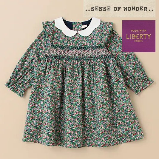 ☆SALE☆SENSE OF WONDER センスオブワンダー リバティ アバサン スモック刺繍 ワンピース ドレス110cm  ベビー＊子供服＋ギフト Rorty