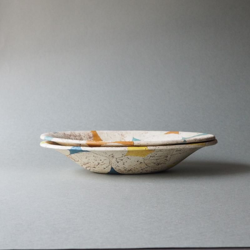 木村容二郎 オーバルパスタ皿（黄×青） - 日暮らしONLINESHOP