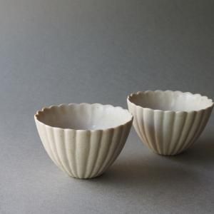 鈴木進　黒釉　シノギ　カップ&amp;ソーサー2客セット 鈴木進 黒釉 シノギ カップ&ソーサー2客セット カップ、ソーサー