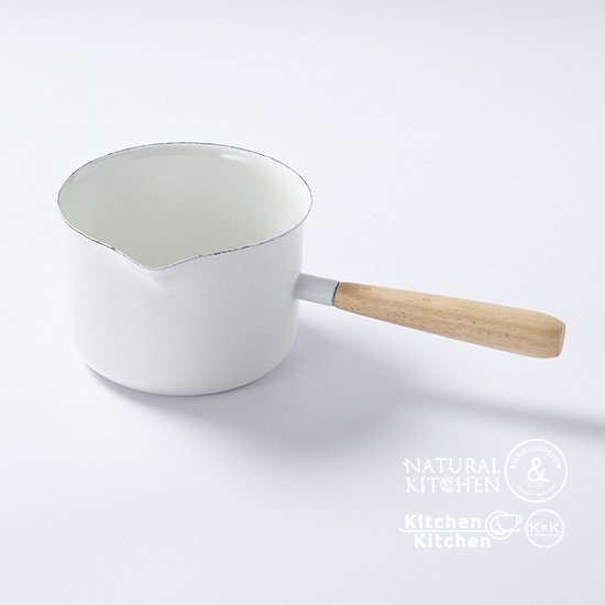 5月中旬頃入荷予定 ホーローミルクパン持ち手木柄ミルク Natural Kitchen Select