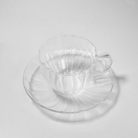 asakokawauchi ガラスカップ　ティーカップ 吉谷硝子 ティーカップ ＆ ソーサー ペアセット 240ml 耐熱