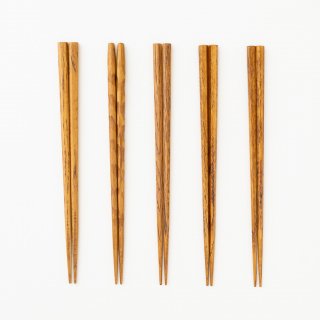 栗の木箸シリーズ（けずり、五角、六角、八角、だえん）22.5cm＜名入れ可＞