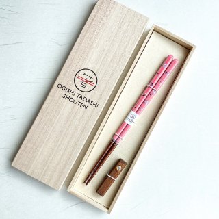 パステル桜（ピンク21cm）箸置き付きギフトセット