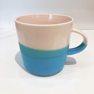 Mug cup M（2色掛け分け）【Pink/Turquoise】前野達郎