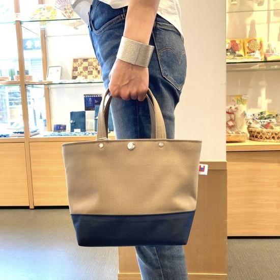 トートバッグS(薄茶×ネイビー)ueyama canvas - 鎌倉八座 トートバッグS(薄茶×ネイビー)ueyama canvas - 鎌倉八座