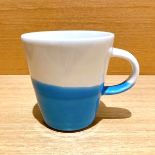 Mug cup S（2色掛け分け）【White/blue】前野達郎