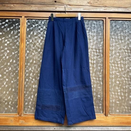 うさとの服 インディゴ 藍染 絣織り パンツ キャロット