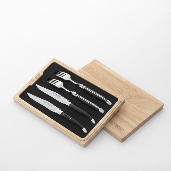 ステーキナイフ６本セット（エボニーステンレスLAGUIOLE en Aubrac Set of 6 Laguiole en Aubrac Steak Knives Stainless Steel Shiny