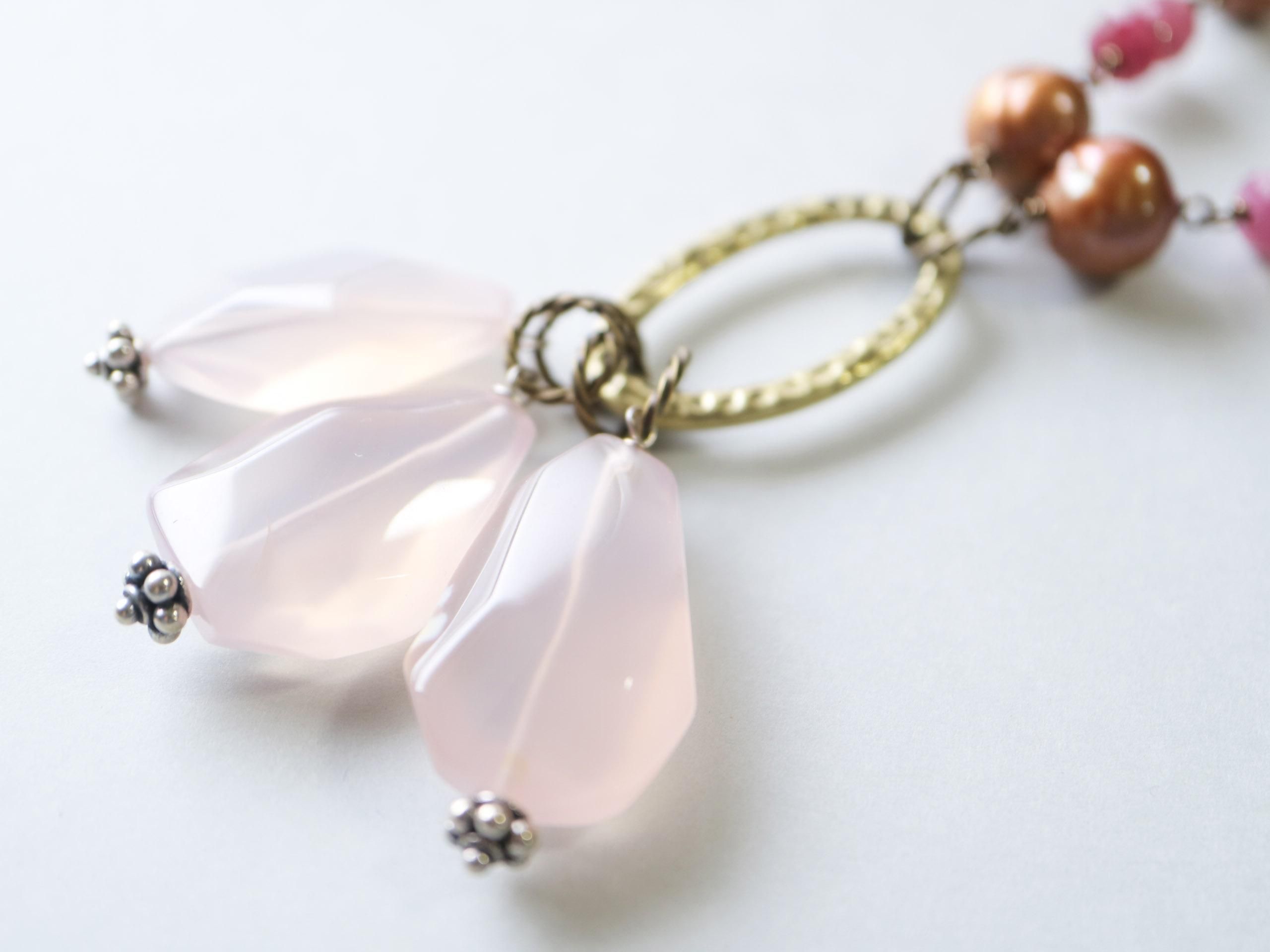 ピンクカルセドニーネックレスNO25-2205 ピンク カルセドニー ネックレス