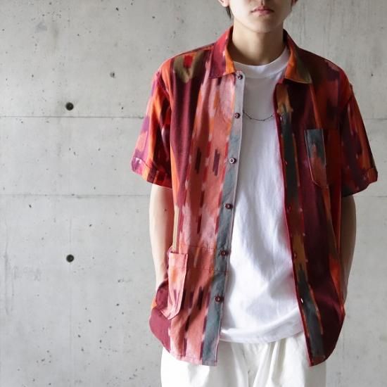 Engineered Garments(エンジニアードガーメンツ)/ CAMP SHIRT (COTTON IKAT) - RED/ORANGE