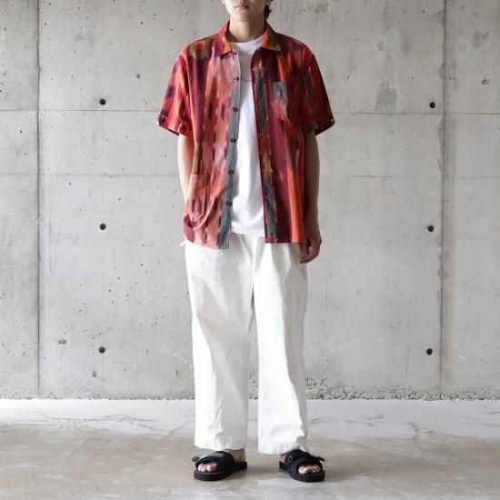 Engineered Garments(エンジニアードガーメンツ)/ CAMP SHIRT (COTTON IKAT) - RED/ORANGE