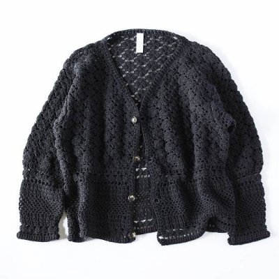 Macmahon Knitting Mills + Niche / CROCHET CARDIGAN - BLACK
