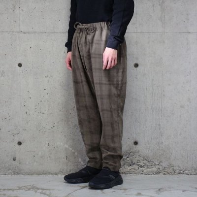 South2West8(サウスツーウエストエイト) / STRING SLACK PANT (POLY PLAID CLOTH ) - MOCHA