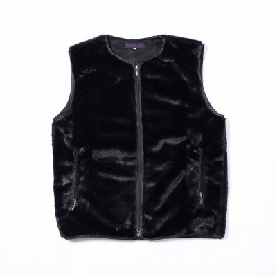 Needles (ニードルス) / W.U.Piping Vest (Micro Fur) - BLACK