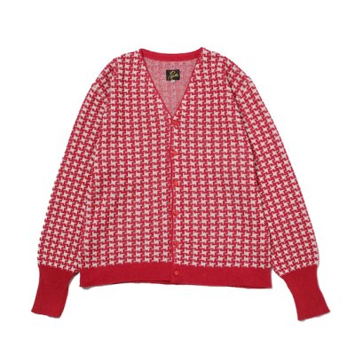 <img class='new_mark_img1' src='https://img.shop-pro.jp/img/new/icons16.gif' style='border:none;display:inline;margin:0px;padding:0px;width:auto;' />Needles / V-Neck Cardigan - Houndtooth - RED
